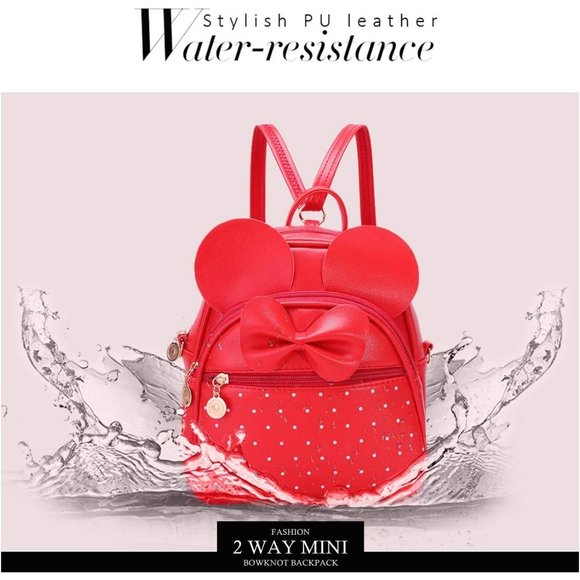 Bowknot Polka Dot Mini Backpack And Convertible Shoulder Bag Purse for Women - Picture 5 of 8